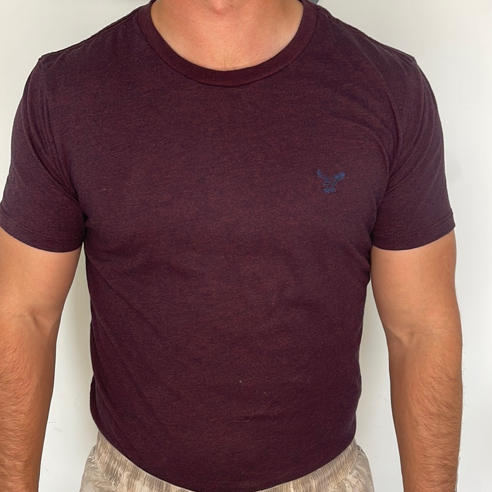 Maroon men’s short sleeve t shirt. American eagle medium. Classic fit.